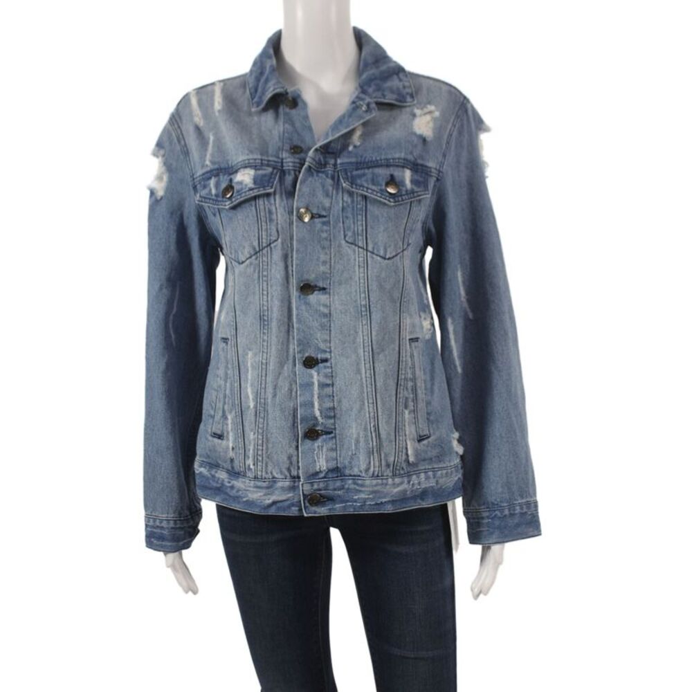 Spiritual Gangster Women Blue Basic Jacket Cotton Long Sleeve Size S